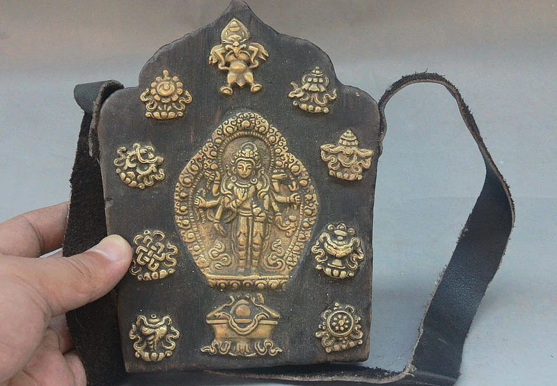 

9 Old Tibet Wood Bronze 8 Hands Maha Cundi Mother 8 Auspicious Tangka Wall hangs