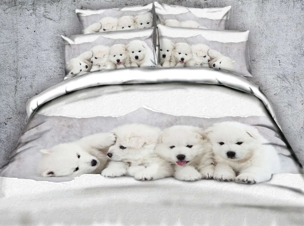 Aliexpress.com : Buy White Dogs 3D Bedding Set Comforter
