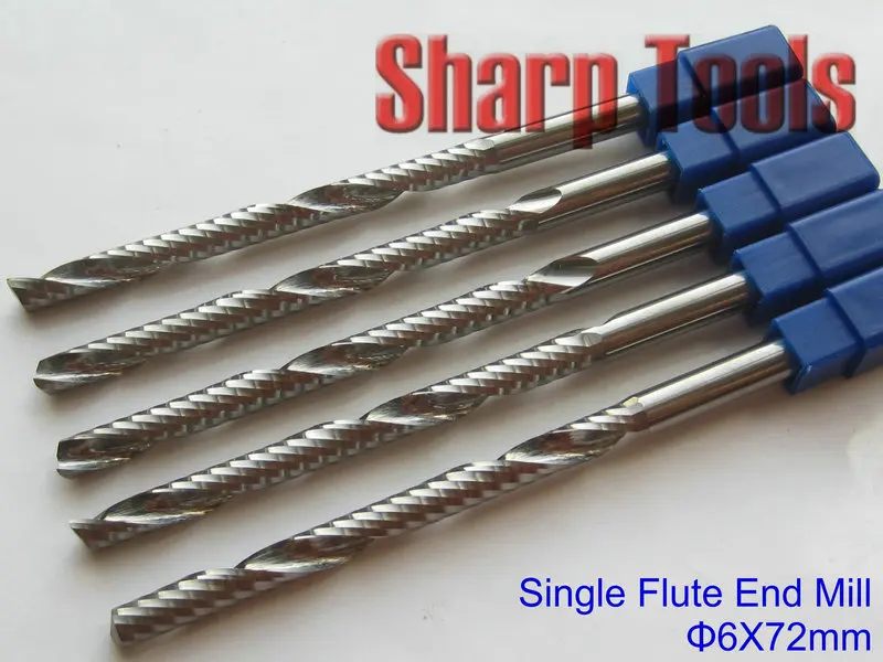 2Pcs 1/8 Single Flute Spiral Router Bits Carbide CNC End Mill Cutter Tool 2x6mm 