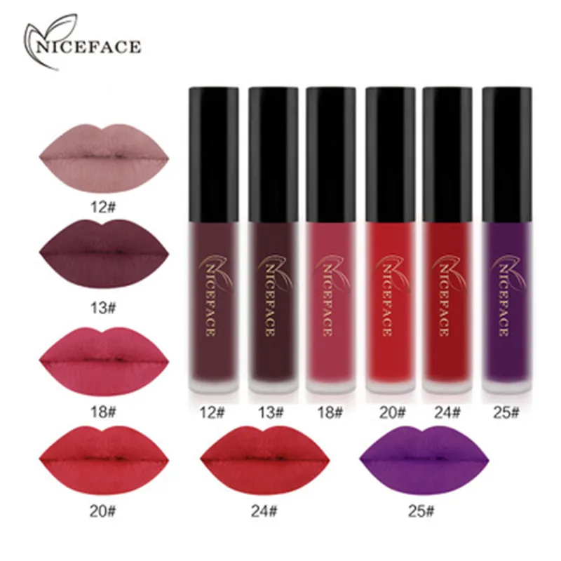 Помада Nice Face Brand 26 цветов татуажная помада Maquillage batom liquido mate нюдовая жидкий блеск
