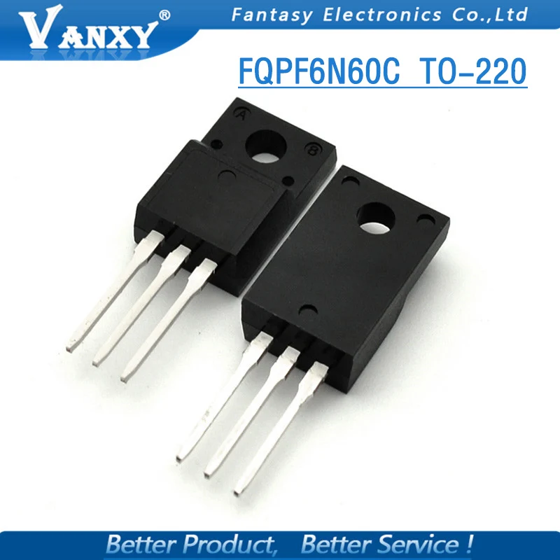 10PCS FQPF6N60C TO 220 6N60C 6N60 TO220 FQPF6N60 new MOS FET transistor ...