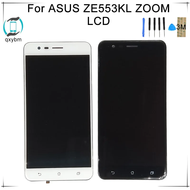 

New Black White 5.5" LCD For Asus ZenFone 3 Zoom ZE553KL Z01HD LCD Display Touch Screen Digitizer Assembly With Frame + tools