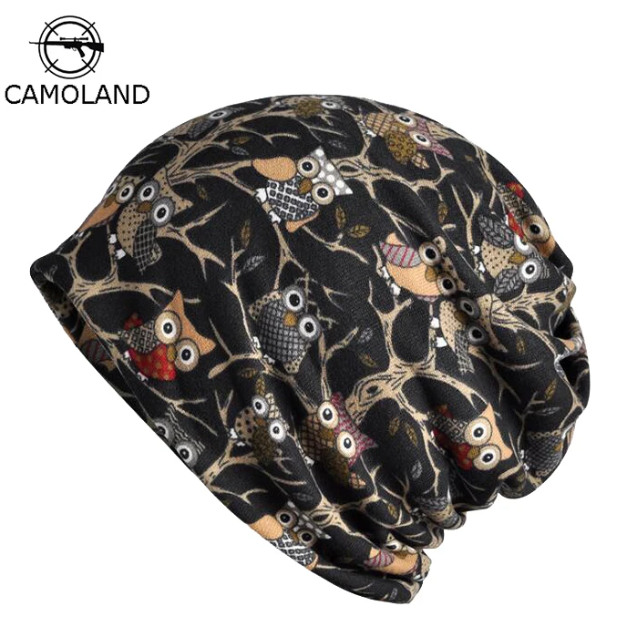 

2019 Cotton Men's Spring Summer Beanies for Women Hat Thin Lightweight Helmet Liner Slouchy Baggy Hiphop Animal Owl Skullie