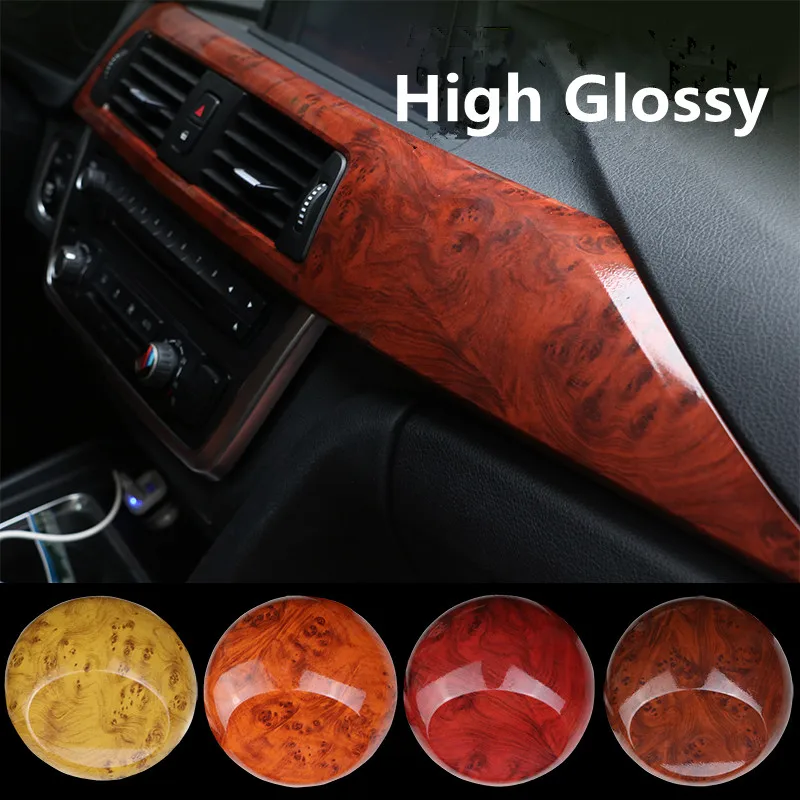 

Hot sale High Glossy Car Interior Wood Textured Grain Vinyl Wrap Sticker Decals 0.3mx1.24m