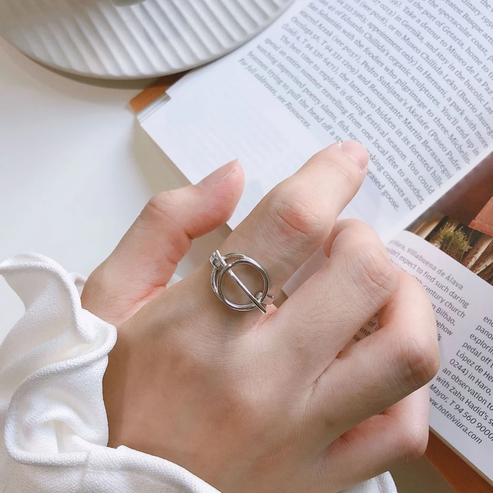 

925 Sterling Silver Universe Orbit Ring Cosmos Jewelry Hollow Circle Open Ring Women Female Korean Style Fashion Rings