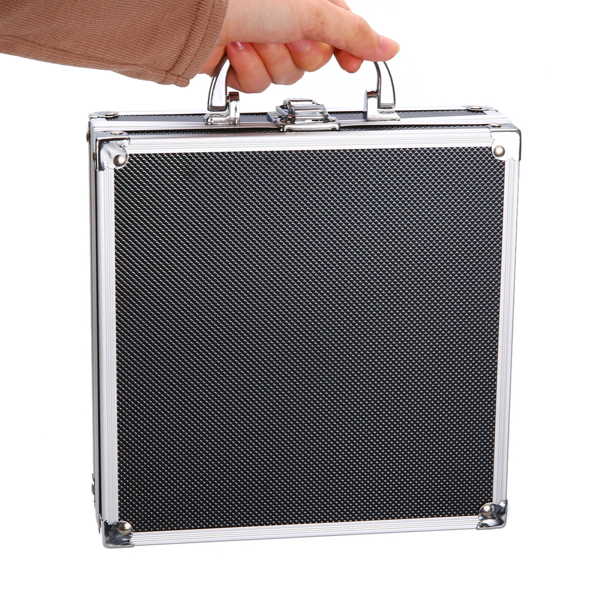 Portable Aluminium Alloy Tool Box Handheld Box Tool Storage Flight Case Organizer Suitcase With Sponge