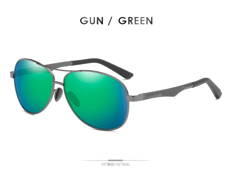 AORON, Мужские поляризационные солнцезащитные очки, мужские, классические, Ретро стиль, пилот, солнцезащитные очки, алюминиевая оправа, зеркальные линзы, очки - Цвет линз: Gray Green