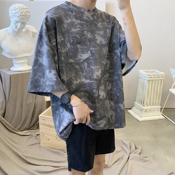 

2019 Spring And Summer New Camouflage Tie Dyed Short-sleeved Men's Casual Loose Trend Wild Cotton T-shirt Harajuku
