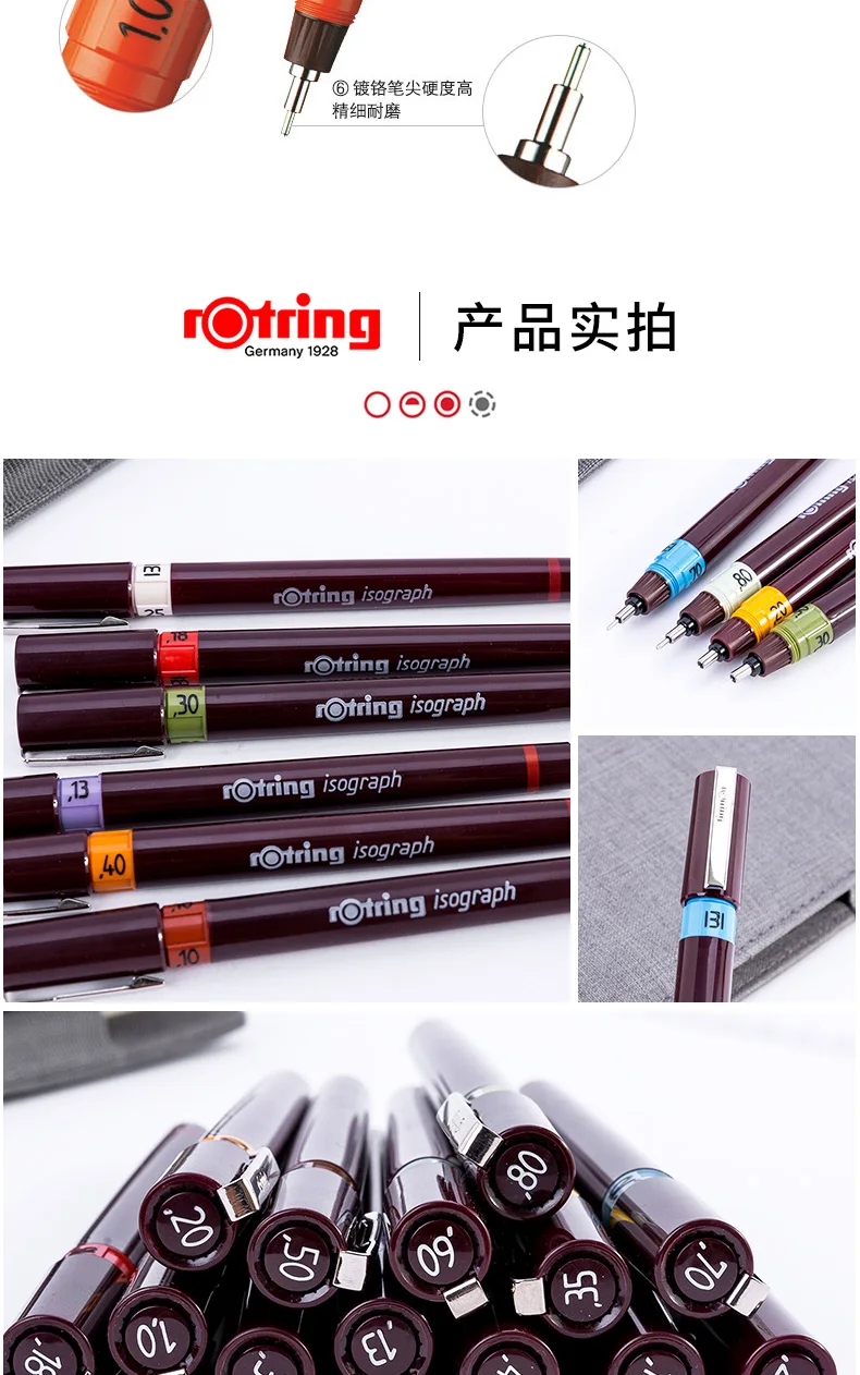 Германия Rotring изограф игольчатая ручка 0,1-0,8 мм ручка для рисования ручная роспись ручка крючок линия ручка с добавляемыми чернилами 1 шт