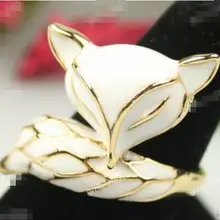 Горячая распродажа стиль >>>> мода симпатичные белый эмаль Cloisonne животных фокс дизайн кольцо