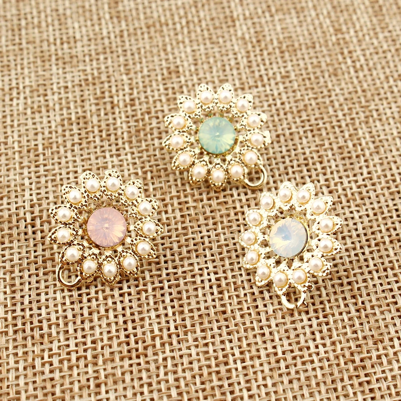 

4pcs Bohemia DIY Flowers Earrings Charms Findings Imitation Pearl Sunflower Stud Earring Dangle Tassel Eardrop Jewelry Accessory