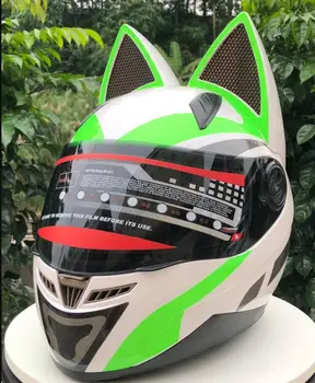 

the latest MALUSHUN motorcycle helmet The four seasons full face helmet The cat's ear horns helmet