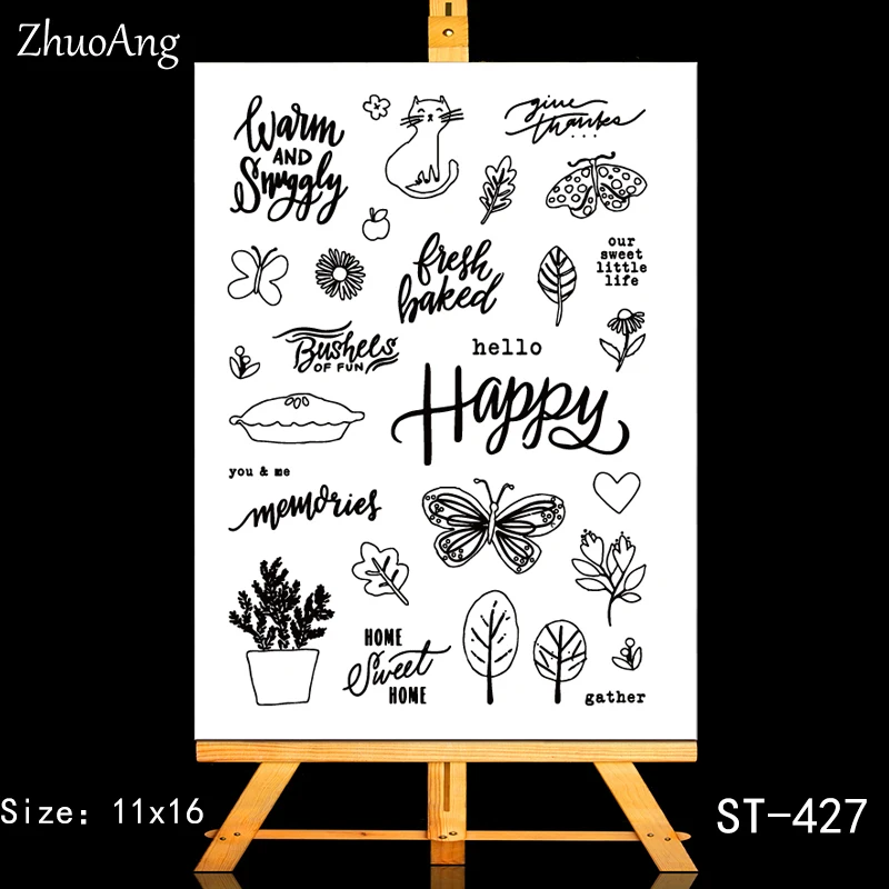 

ZhuoAng Happy plants Transparent and Clear Stamp DIY Scrapbooking Album Card Making DIY Decoration Making