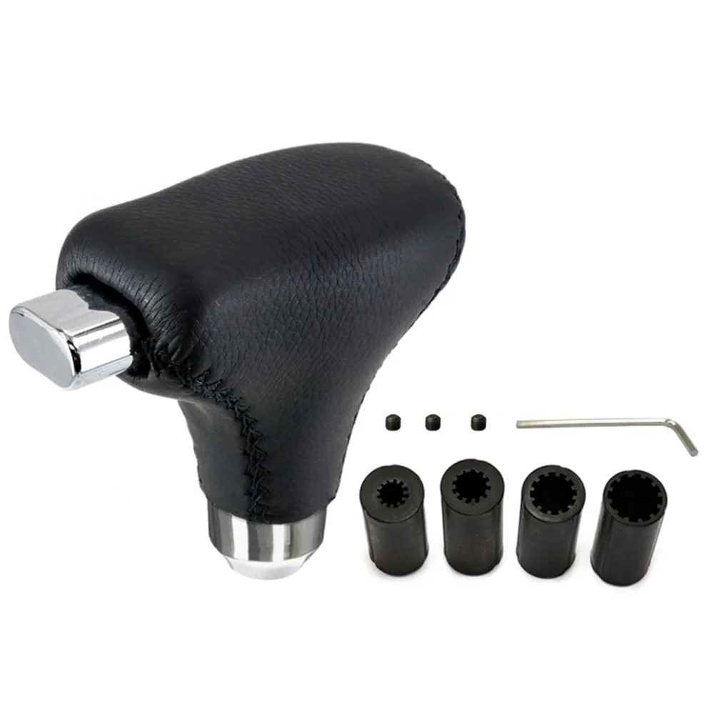 Black Special Hand Stitched Black Leather Gear Shift Knob Fit For