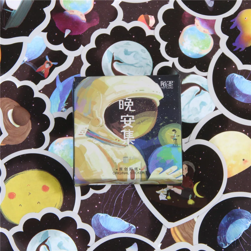 45 Pcs lot Cartoon Good Night Mini Paper Sticker Decoration Diy Ablum Diary Scrapbooking Label Toys