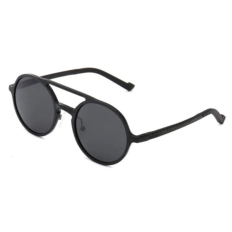 TIYVAS алюминиевые мужские круглые солнцезащитные очки поляризованные мужские винтажные очки в стиле панк аксессуары солнцезащитные очки для вождения Ретро солнцезащитные очки - Цвет линз: black-grey