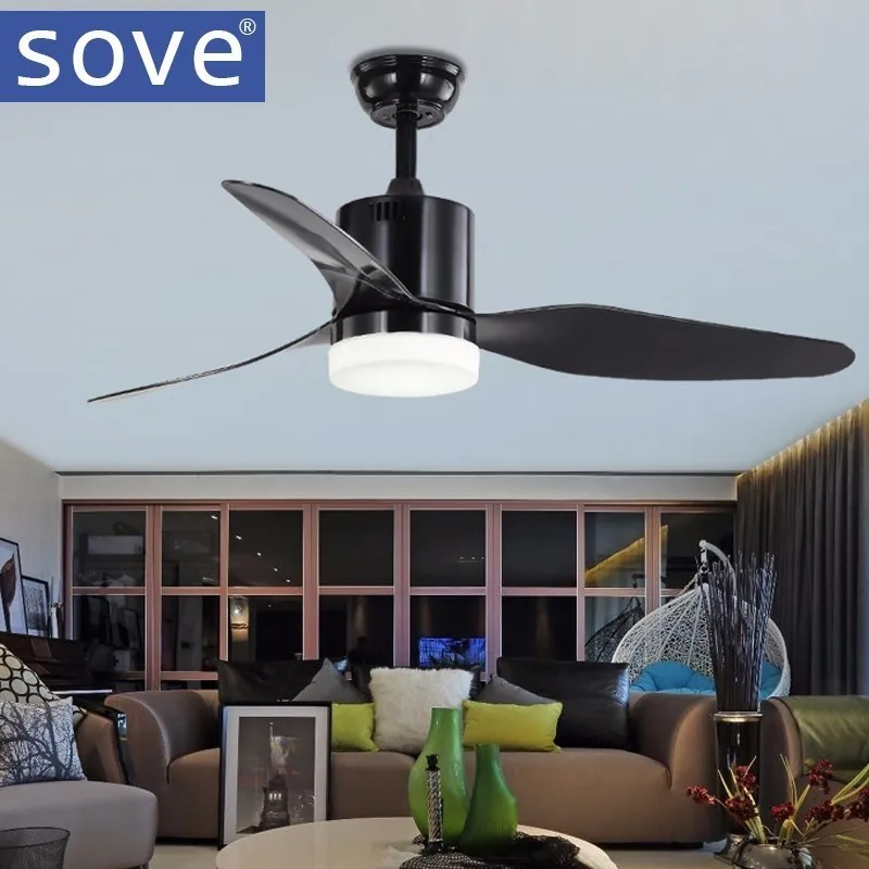 Resolver Verde Nórdica moderna LED ventiladores De techo con luces Control remoto dormitorio luz De techo Ventilador hogar Ventilador De Teto
