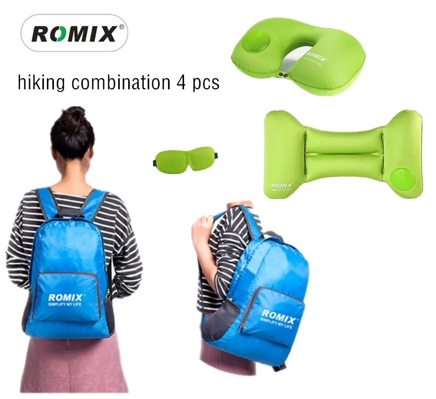 Romix синий цвет путешественника рюкзак + воздушной подушке Подушки для шеи тени