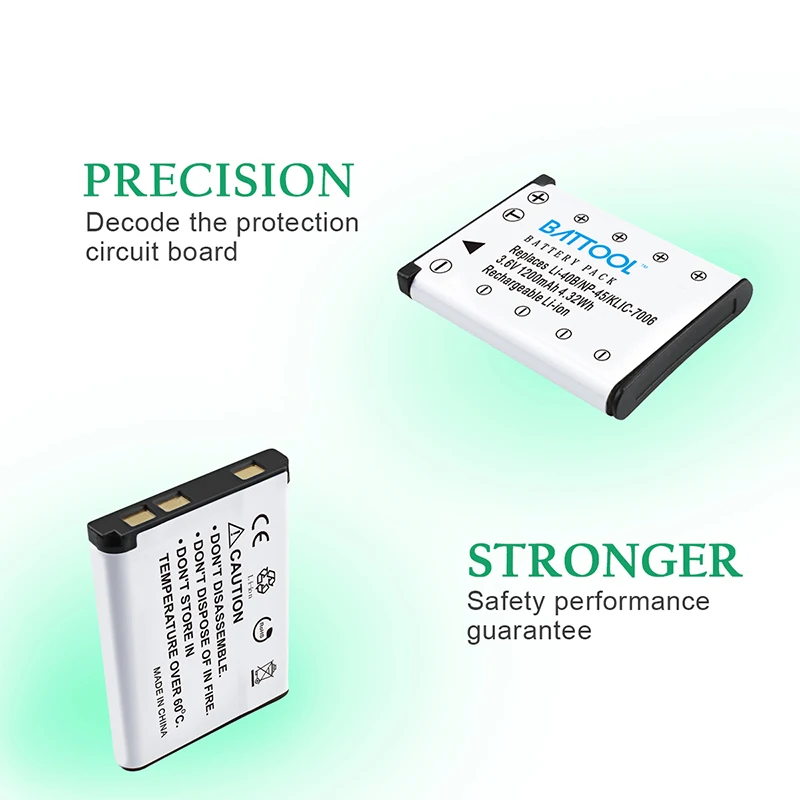 BATTOOL 2 шт 1200mAh Li-40B Li 40B Li-on Аккумулятор для Olympus/FUJIFILM Li-42B/Nikon EN-EL10/Fuji NP-45 JX355 JX370 EN EL10