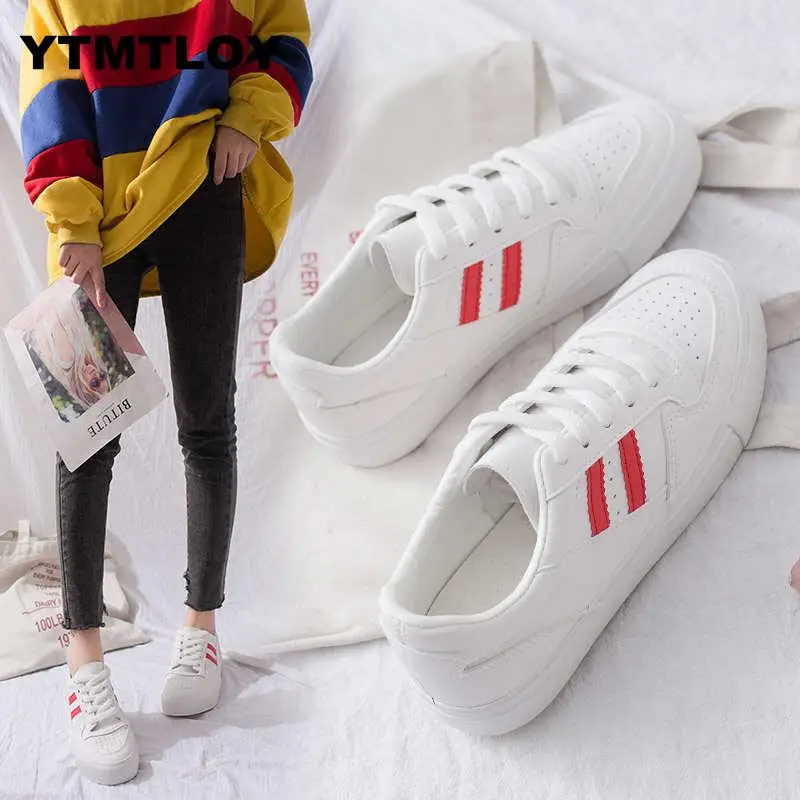 

Women Fashion Breathble Vulcanized Shoes Casual Tenis Feminino Zapatos De Mujer Slimming Cheap White Sneakers Striped Canvas