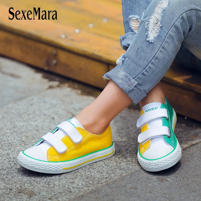 

Fashion Canvas Shoes Children Colorful 2018 Student School Outdoor Shoes Boys Flat Heel Kids Shoes for Girl 25-38 Sneaker B04232