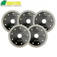 SHDIATOOL 5pcs 4.5 Inches Superthin Turbo discs with 10mm segment height Cutting Hard Material Ceramic Tile Granite Cutting Disc