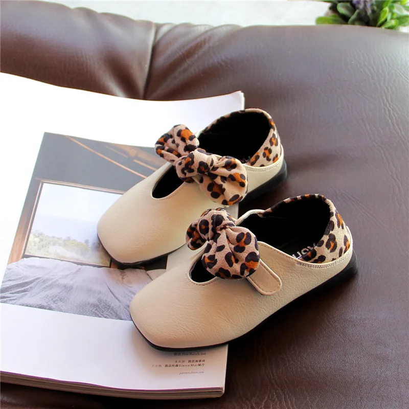 

2019 spring new girls' bow leopard print princess shoes