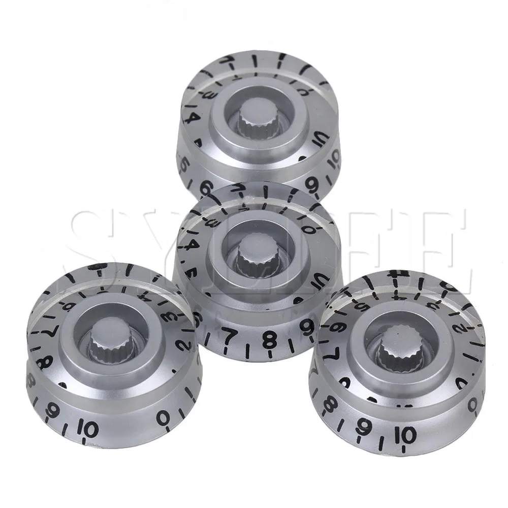 

4x Top Hat Silver Transparent Volume Tone Speed Control Knob for Electric Guitar