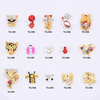 

10pcs nail crystals animal alloy 3d nail art designs rabbit spider butterfly nail jewelry charms decorations accessories TCJ181