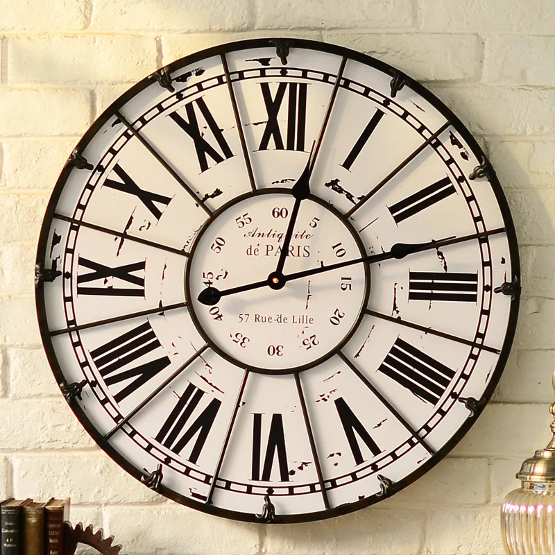 High quality clock markor furnishings wall clock wrought iron living room wall clock roman