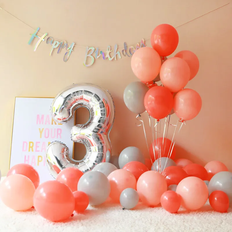 Coral red/Gray/Peach Latex Balloons 50 pcs Birthday balloons Wedding Party Decoration 5inch/10inch Helium Air Balloon Wholesale