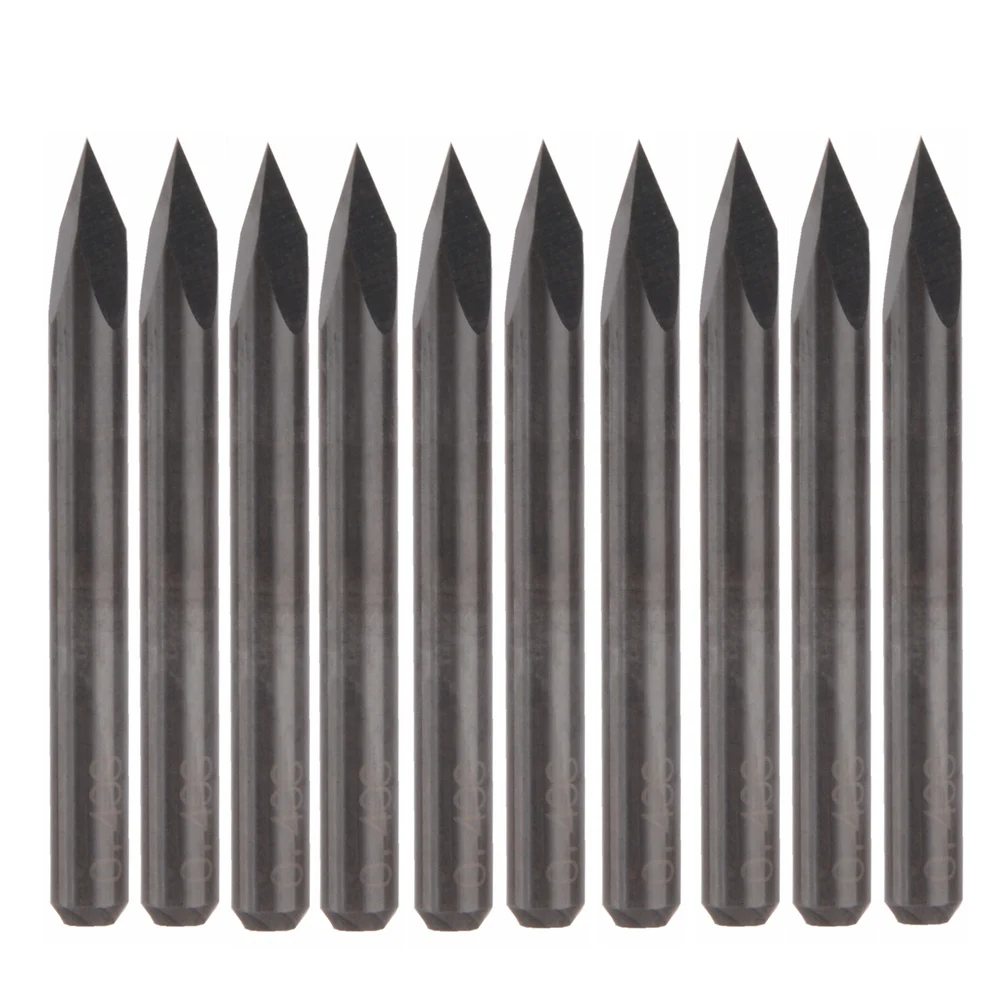 

10Pcs 45 Degree Carbide Steel CNC Router Tool Pyramid Engraving Bits Jade Copper 0.1mm