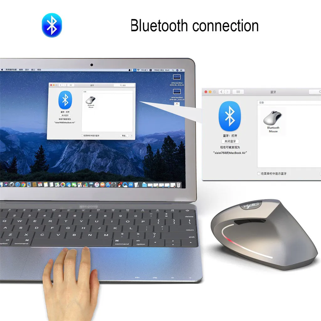 Мышь новая hxsj T29 Беспроводная Bluetooth 3,0 мышь Эргономичный дизайн вертикальная мышь 2400 dpi#48