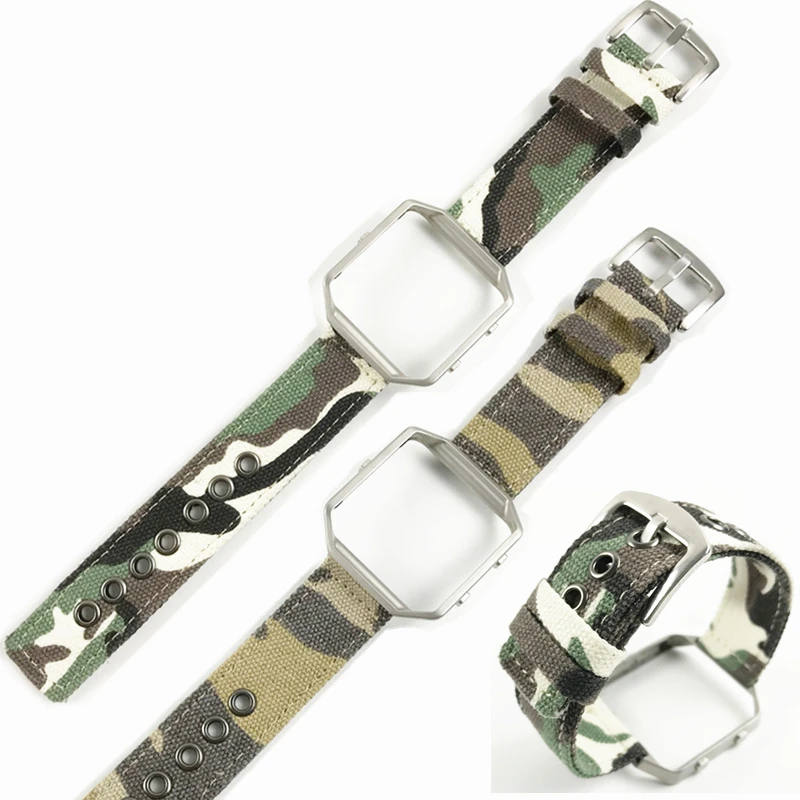

Best Special design Nylon/canvas Camouflage Sport Strap Stainless steel buckle With Metal Frame for Fitbit Blaze Wristwatch