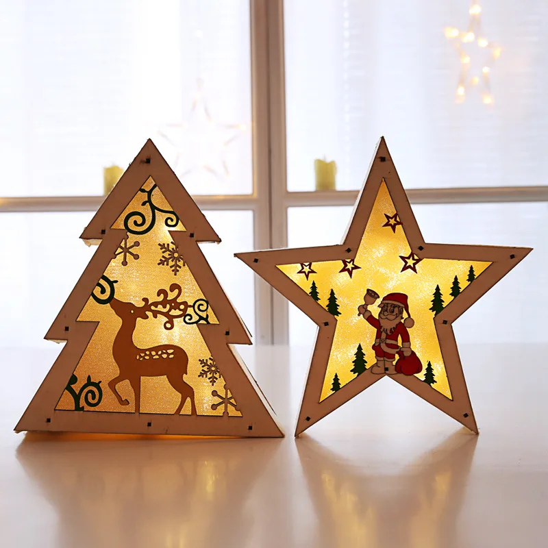 

Christmas Home Decoration LED Wooden Pentagram Decoration Christmas Window Decoration Light Tree Decoration