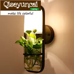 Qiseyuncai Американский минималистский Творческий растение в горшке Стекло бра кровать столовая ТВ украшения стены светильник