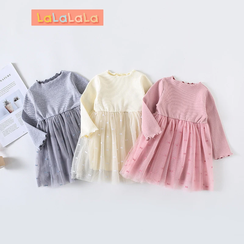 

Baby girl dress Spring&autumn new girls clothes Knitted mesh stitching girls dress fashion baby princess dress vestido infantil