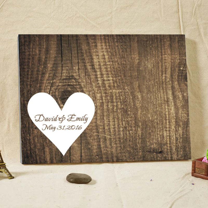Деревенская Свадебная Гостевая книга альтернативное сердце с деревянным зерном в рамке Фирменная Гостевая книга для свадебной вечеринки