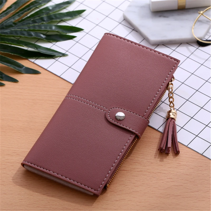 

WESTERN AUSPICIOUS Female Wallet Long PU Leather Women Wallets Hasp Pink Gray Black Brown Multifunction Card Holder Female Purse