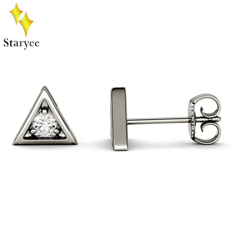 Real 18K Au750 Solid Yellow Gold Jewelry Band Design Triangle Pattern Stud Earring for Women Tiny Triangle Vintage Stud Earrings gold small triangle stud earrings