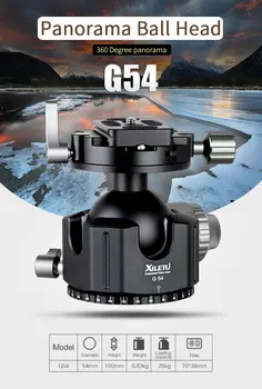 

XILETU G-54 Tripod Ball Head 360 Degree Double Panoramic Photography Aluminum Ballhead Heavy Duty With Quick Release Plate
