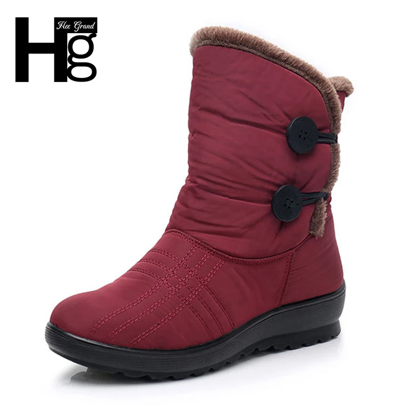 

HEE GRAND New Women Winter Snow Ankle Boots Button Round Toe Pile Thickening Warm Shoes With 3 Colors Boots Size 35-41 XWX6866