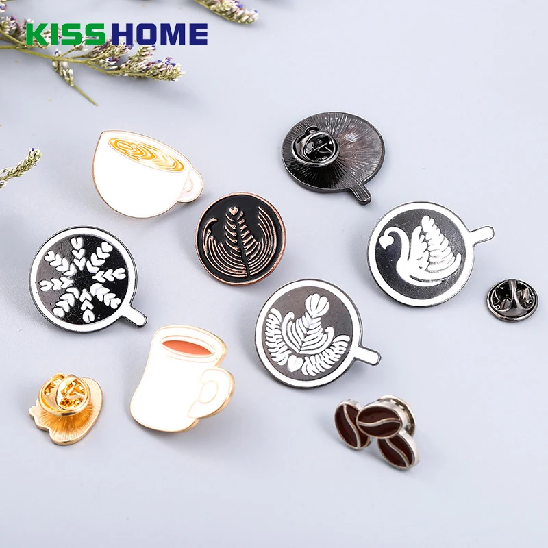 

Couple Espresso Accessories Glaze Tea Cup Drop Oil Brooch Mini Coffee Tamper Beautiful Coffee Badge Cafe Gift for Coffee Lovers