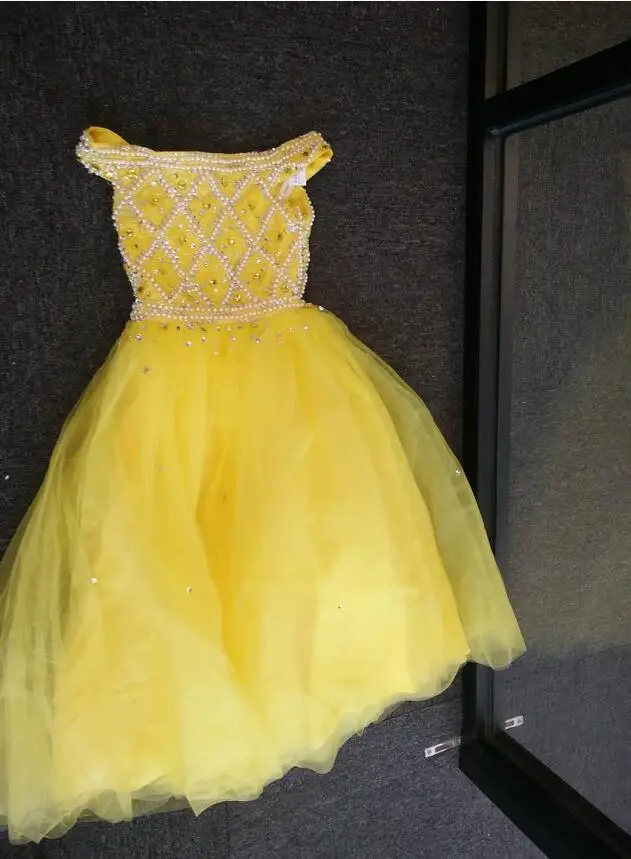 

3840 Fashion New Pearl off the shoulder kids pageant for length gowns girl dress pageant dress for wedding