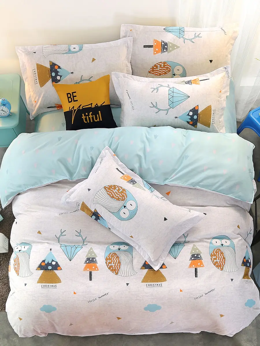 

4Pcs Duvet Cover Set Print Cute Cartoon Style Soft Cozy Bedding Set