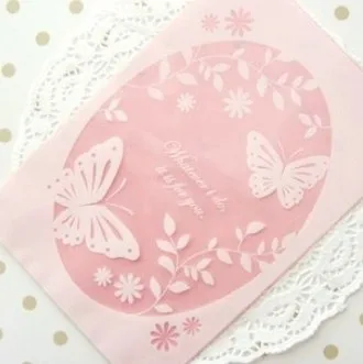 Wholesale 13*19+3CM Slef-adhesive Lace Print Butterfly Transparent Food Packing Gift Plastic Bag 200PCS/LOT
