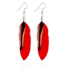 Fashion ladies drop earrings retro ethnic style feather charm earrings exaggerated feather earrings long hand earrings jewelry dreamcatcher design feather drop earrings