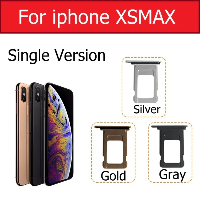 Одиночный и двойной держатель лотка для sim-карты с водонепроницаемым кольцом резиновый уплотнитель для iPhone Xs Max Sim гнездо для карты памяти запасные части - Цвет: Single-Silver