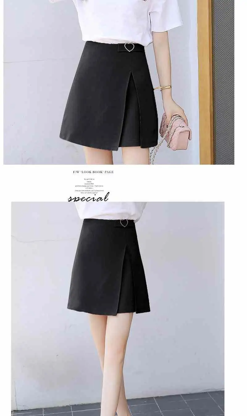 Elexs new summer high waist skirt Anti-light irregular split skirt a word skirt student pink