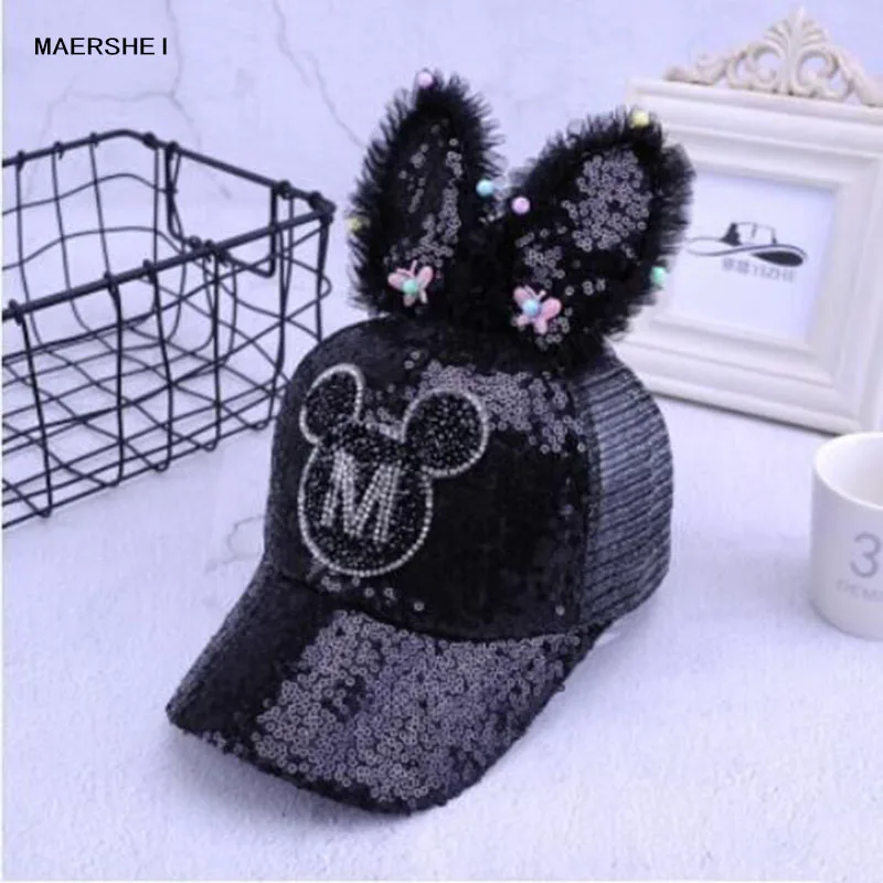

MAERSHEI Child sequin cartoon Mickey breathable baseball cap Summer net cap